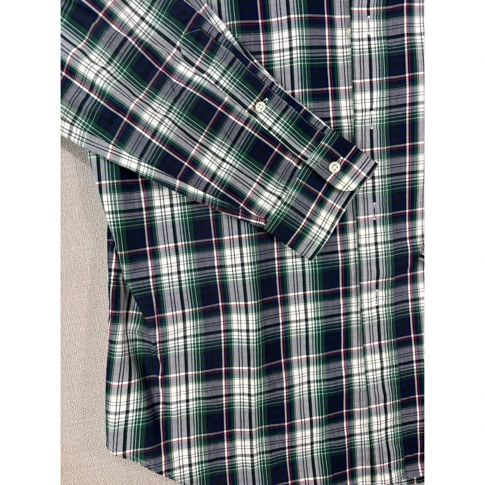 Vintage Polo Ralph Lauren Men's Plaid Classic Fit Button Up Dress Shirt Size L